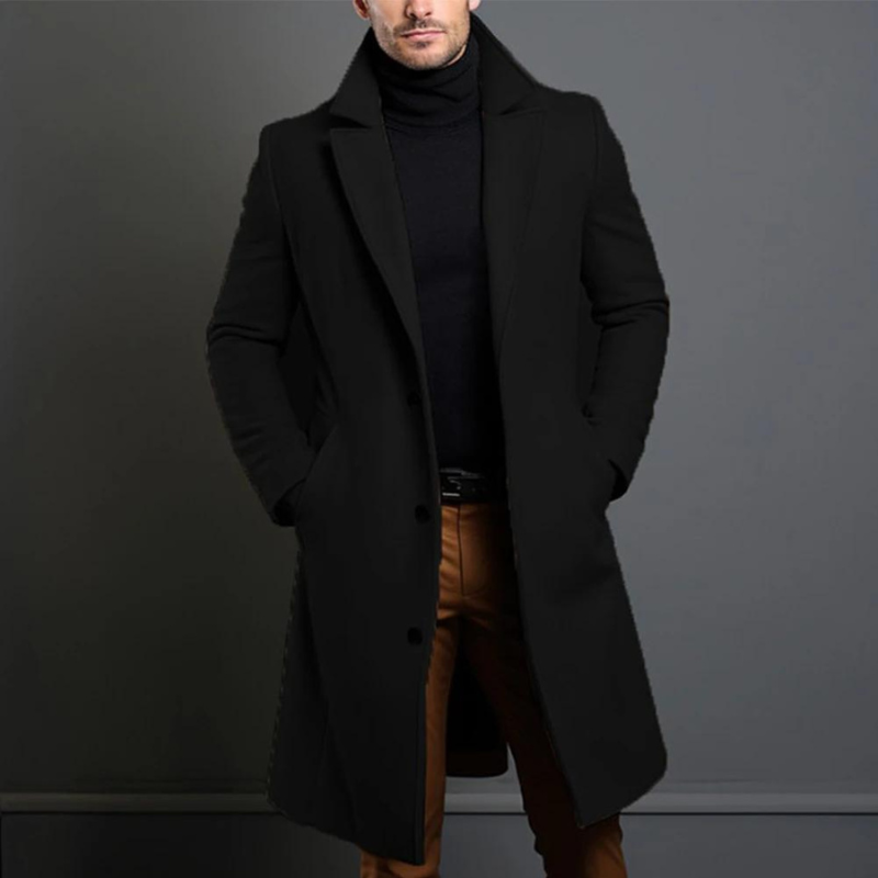Stylish men's winter coat, ideal for formal wear and business. Ensures warmth and elegance.