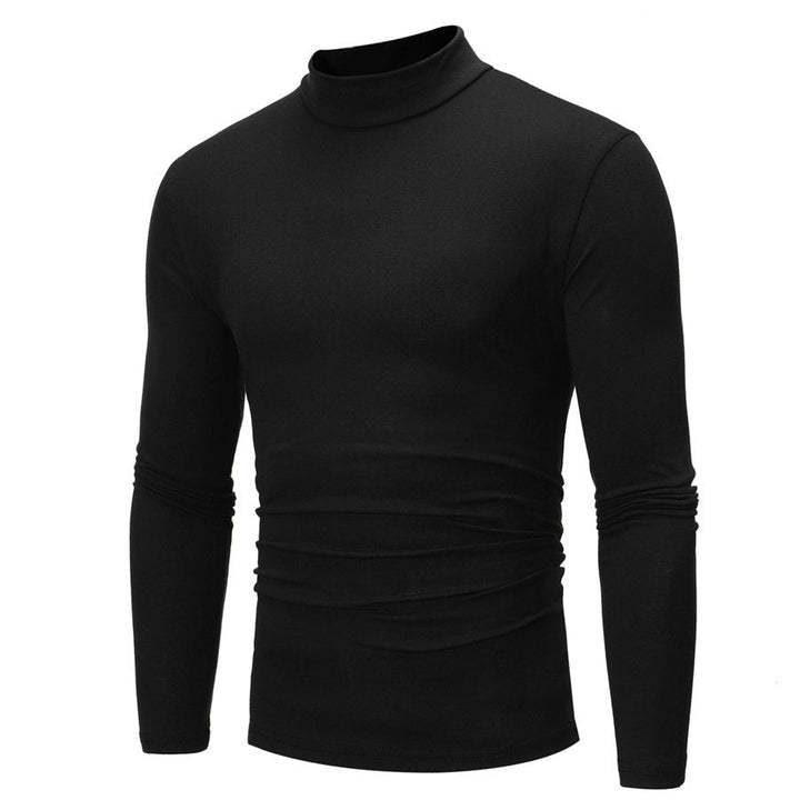 Comfortable men's long-sleeve turtleneck t-shirt, ideal for autumn/winter layering & style.