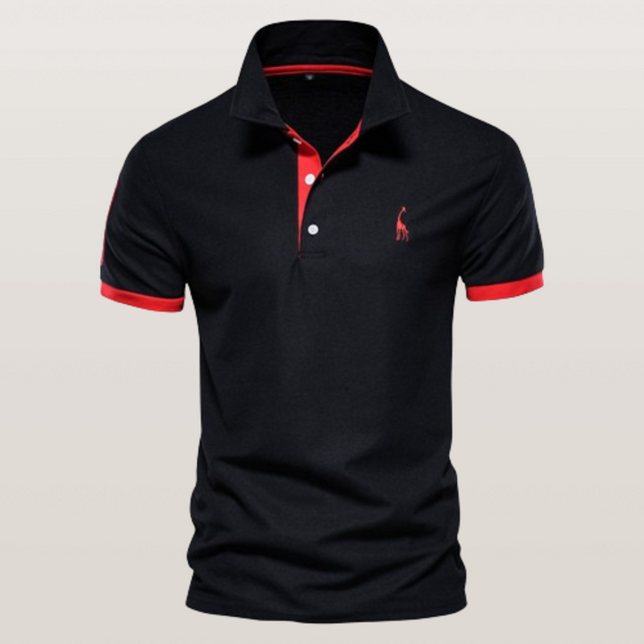 Classic men's short-sleeve polo shirt. Stylish button collar top, ideal for summer fashion.