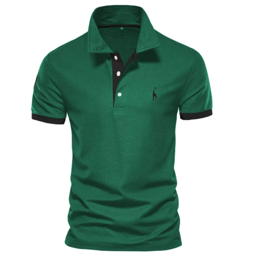 Men's fashion polo shirt, elegant and stylish with a button collar. Short-sleeve comfort wear.