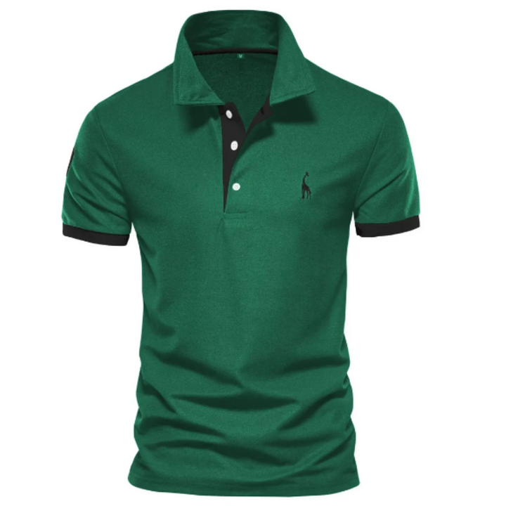 Men's fashion polo shirt, elegant and stylish with a button collar. Short-sleeve comfort wear.