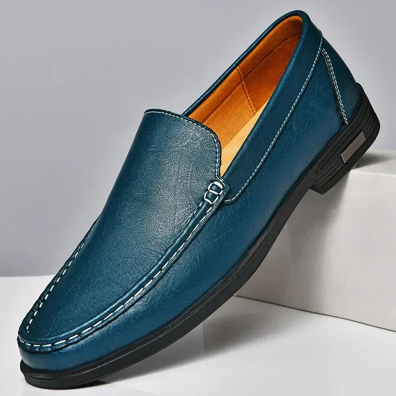 Classic men's loafers, versatile elegant slip-on shoes that provide both formal sophistication & casual comfort.