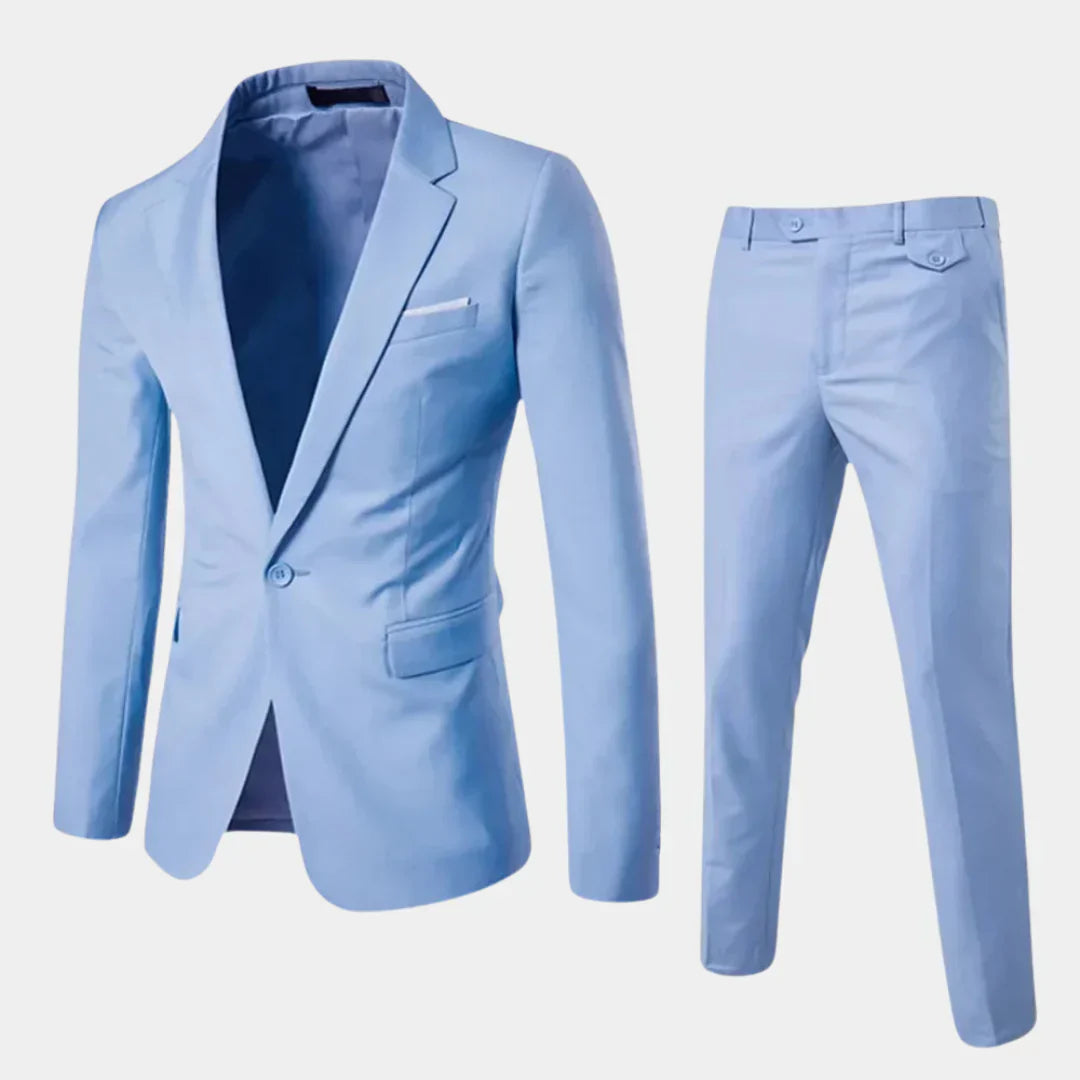 Stylish men's classic tailored suit, a versatile two-piece for formal events and business fashion.