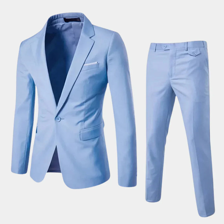 Stylish men's classic tailored suit, a versatile two-piece for formal events and business fashion.