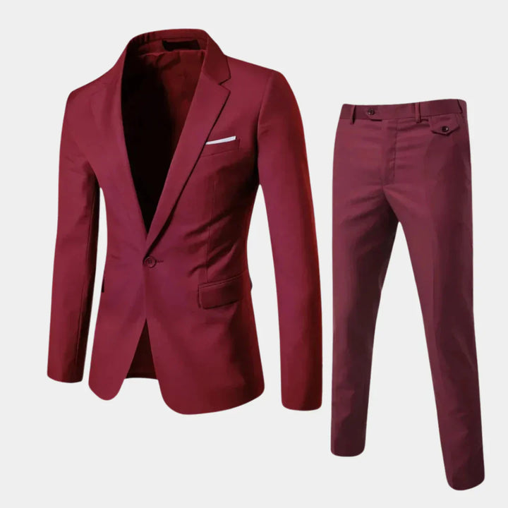 Sharp men's tailored suit set with blazer & trousers. Perfect formal wear for a refined look.
