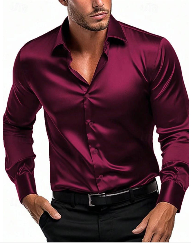 Formal men's long-sleeve button-down dress shirt. Timeless business casual menswear for elegant professional style.