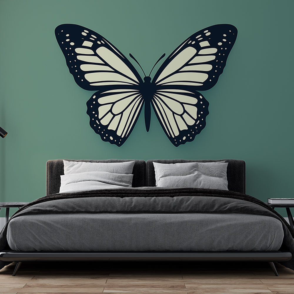 Elegant monochrome butterfly wall mural, peel & stick geometric wallpaper for living room & bedroom home decor.