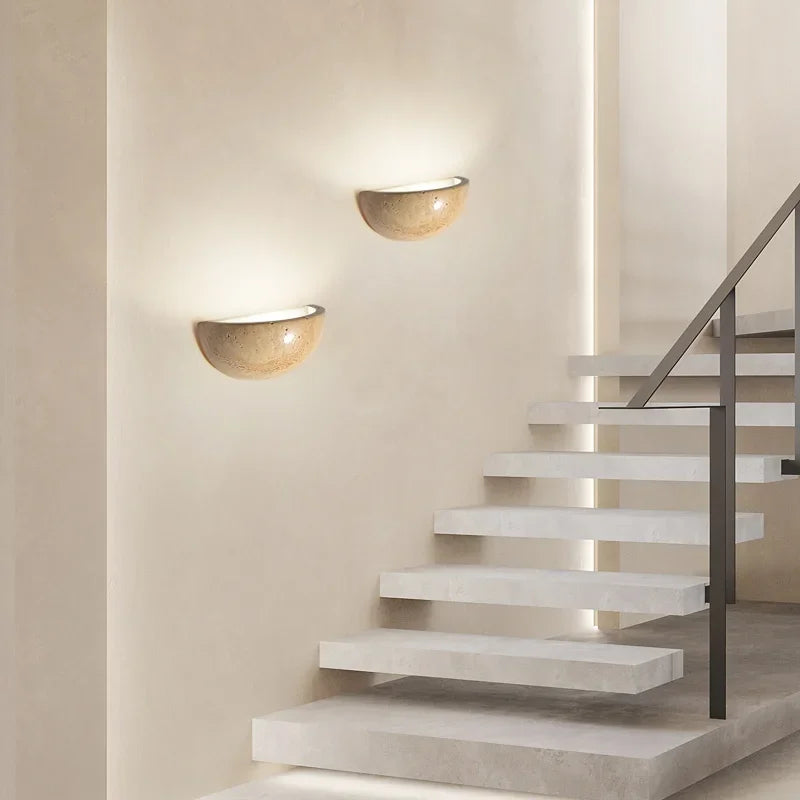 Stylish natural stone LED wall lamp for contemporary homes. Provides elegant, energy-efficient illumination.