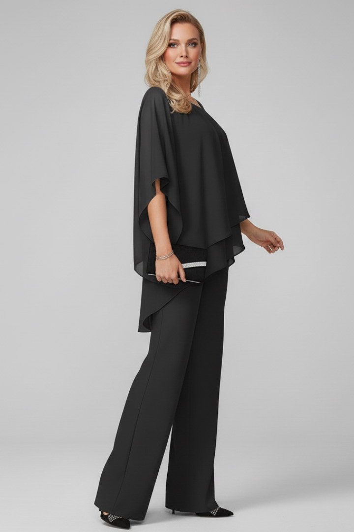 Stylish women's off-shoulder jumpsuit in a luxurious fabric, ideal for formal and holiday events.