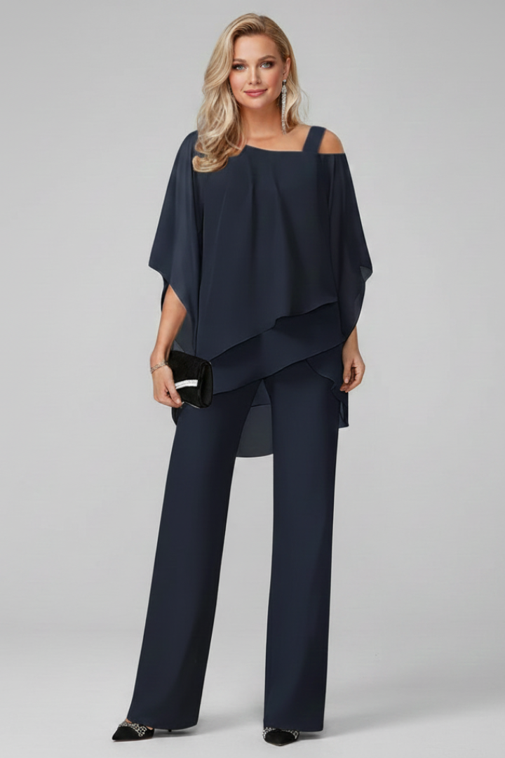 Chic off-shoulder wide-leg jumpsuit, a versatile piece for women's evening wear and special events.