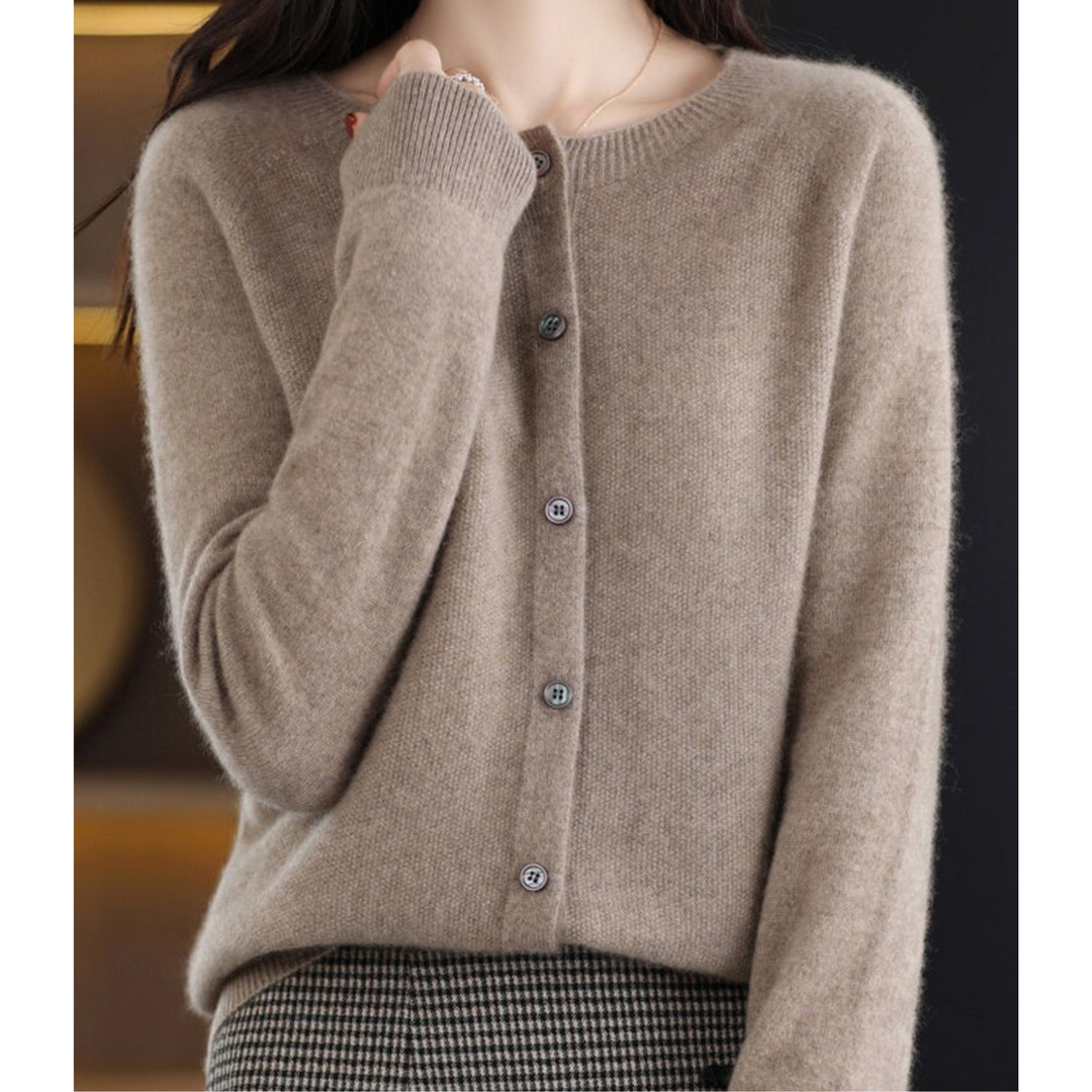 Cozy women's long sleeve open front knit cardigan, versatile for elegant layering.