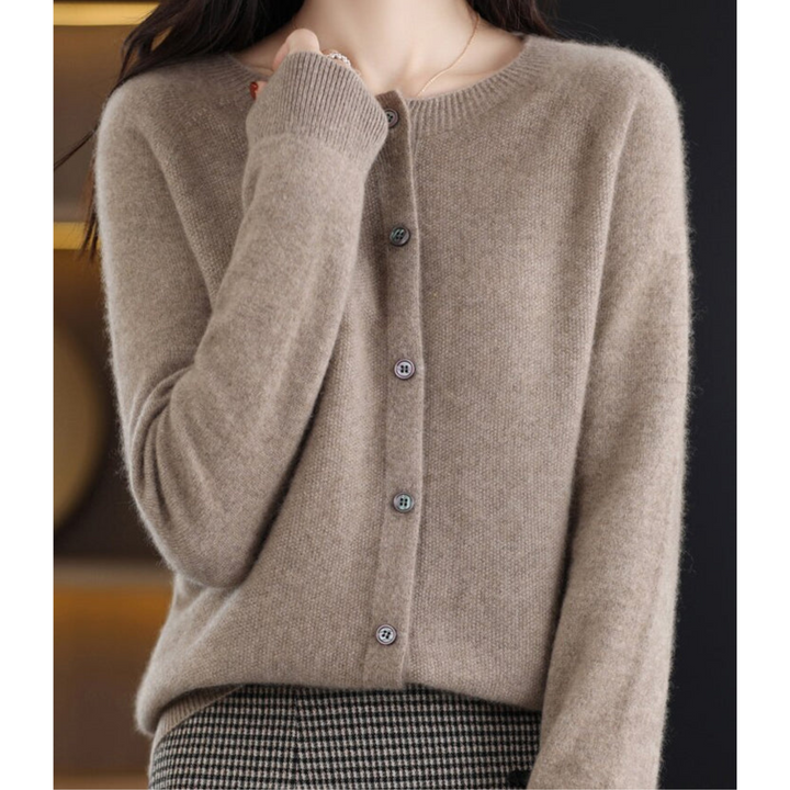 Cozy women's long sleeve open front knit cardigan, versatile for elegant layering.