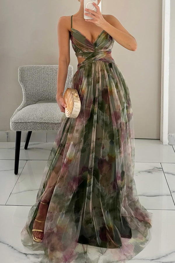 Full-length pleated dress, an elegant women's summer fashion statement with flowing fabric.