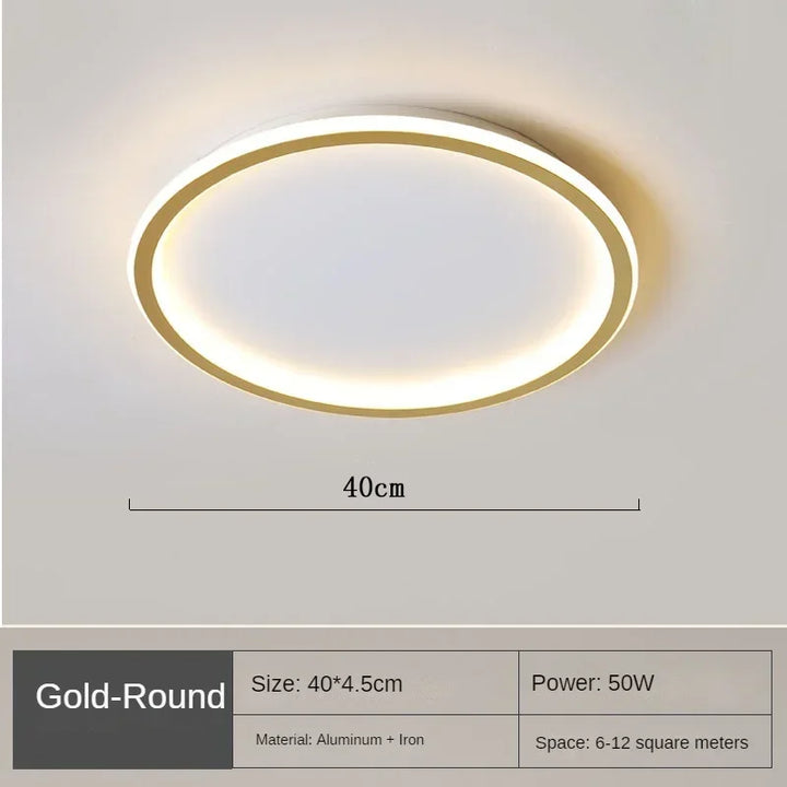 Modern Scandinavian LED ceiling light, round shape, integrating seamlessly into decor.