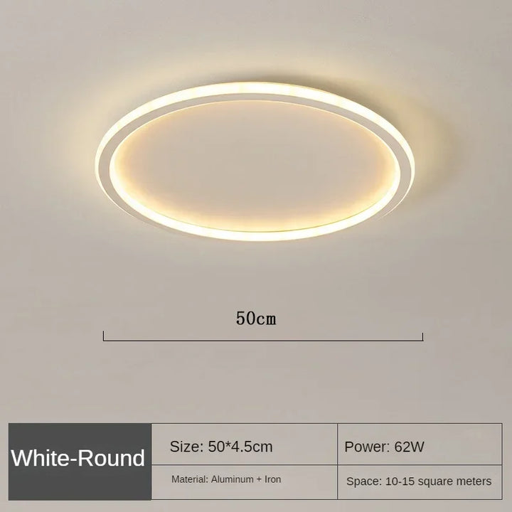 Minimalist round LED ceiling lamp, white, ideal for bright and functional home decor.
