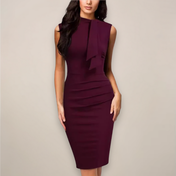 Elegant sleeveless sheath midi dress for women, perfect for work or special occasions, classic style.