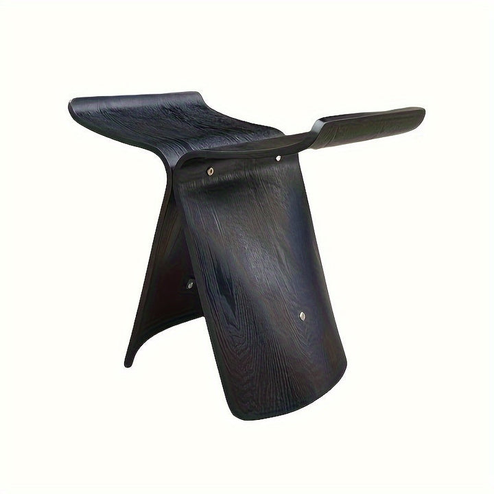 Accent solid wood Butterfly Stool. Elegant butterfly shape, ideal versatile furniture for living room decor.