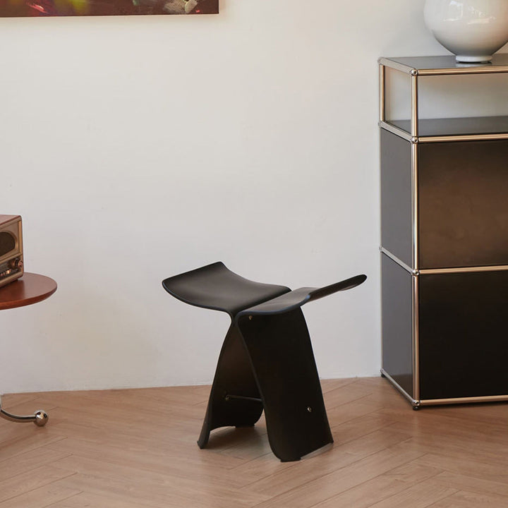 Entryway solid wood Butterfly Stool. Stylish and versatile, an elegant furniture piece for modern home decor.