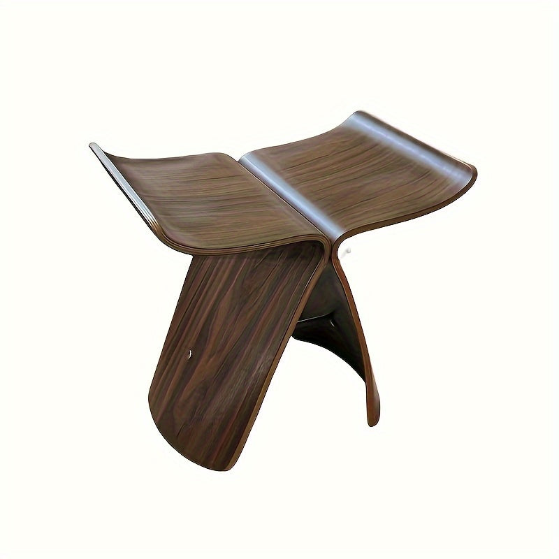 Solid wood Butterfly Stool with elegant curves. Timeless design, perfect accent furniture for living rooms.