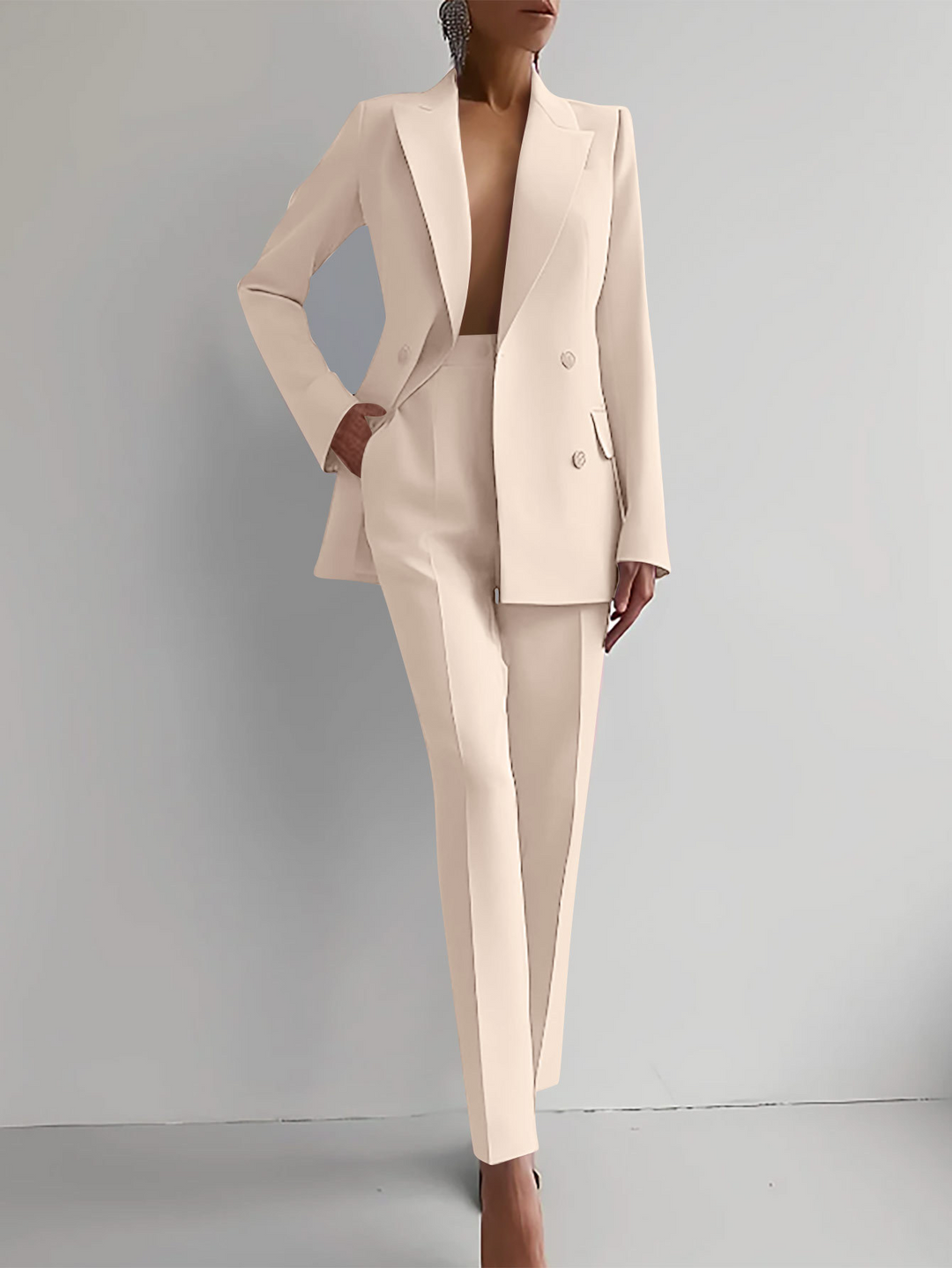 Broadcloth women's blazer set, a new elegant and tailored pantsuit for formal wear.