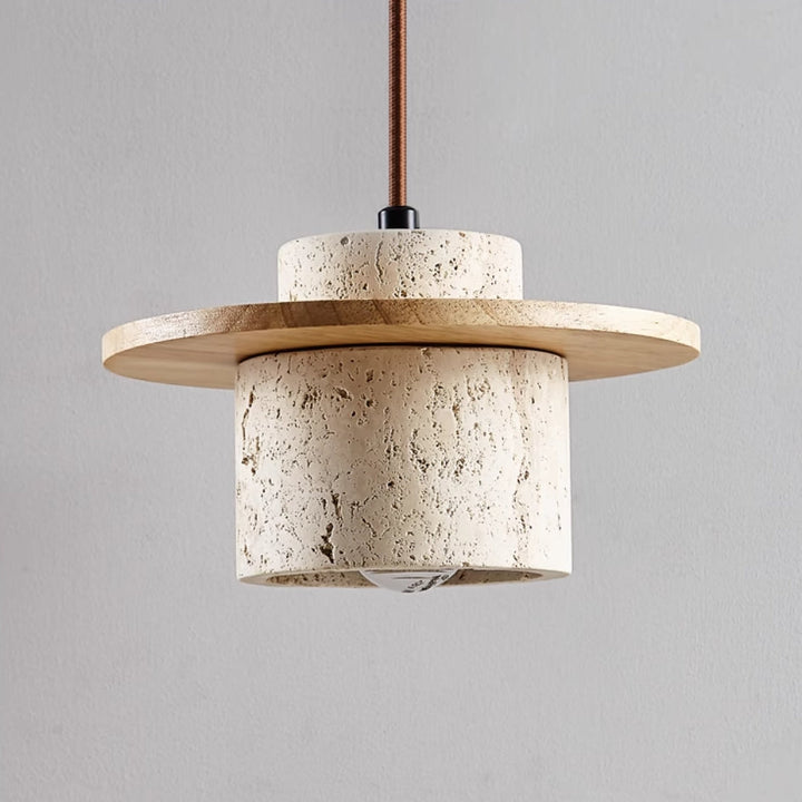 Modern Travertine Lamp: Elegant ceiling fixture, ideal for living room or dining area home decor.