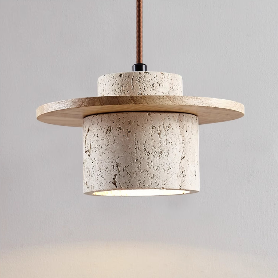 Handcrafted Travertine Pendant: Natural stone elegance, adjustable height LED light, perfect for modern homes.