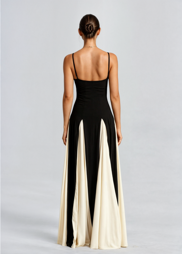 Women's long two-tone formal dress, perfect for evening events and parties