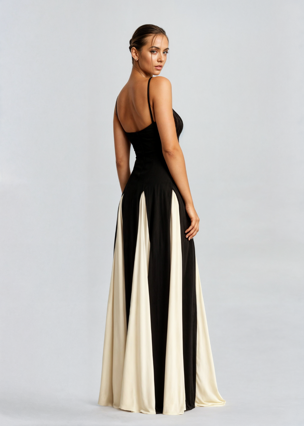 Women's two-tone evening gown, a luxurious and elegant long party dress