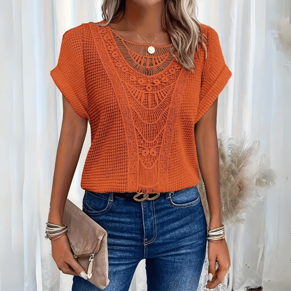 Summer fashion women's lace top, elegant long sleeve design for vintage style