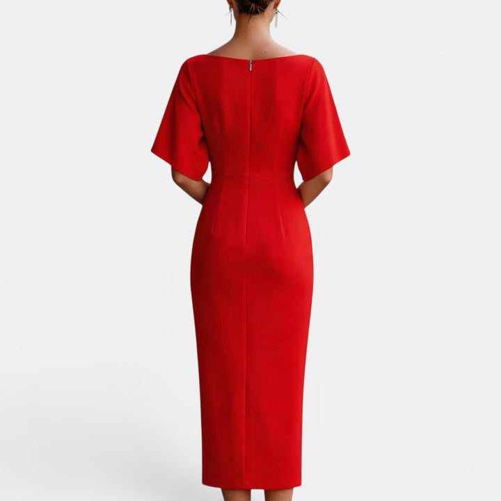 Sophisticated summer midi dress for women. Elegant, stylish, and perfect for various formal occasions.