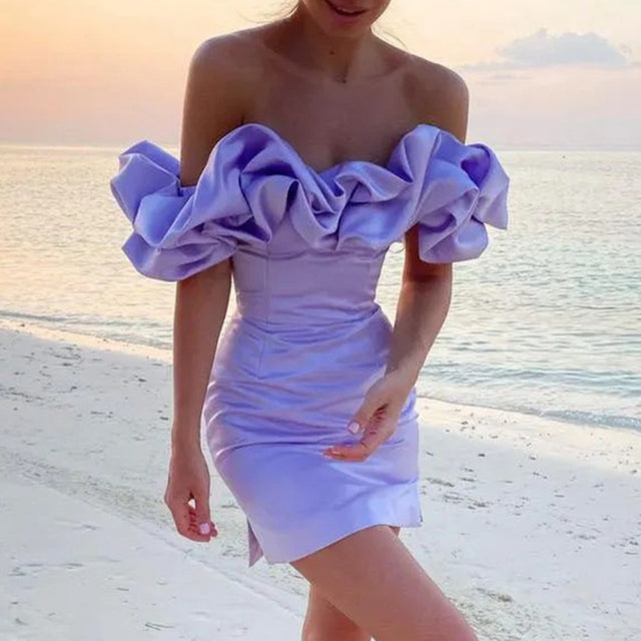 Chic floral print ruffle mini dress, a versatile summer dress for elegant casual wear