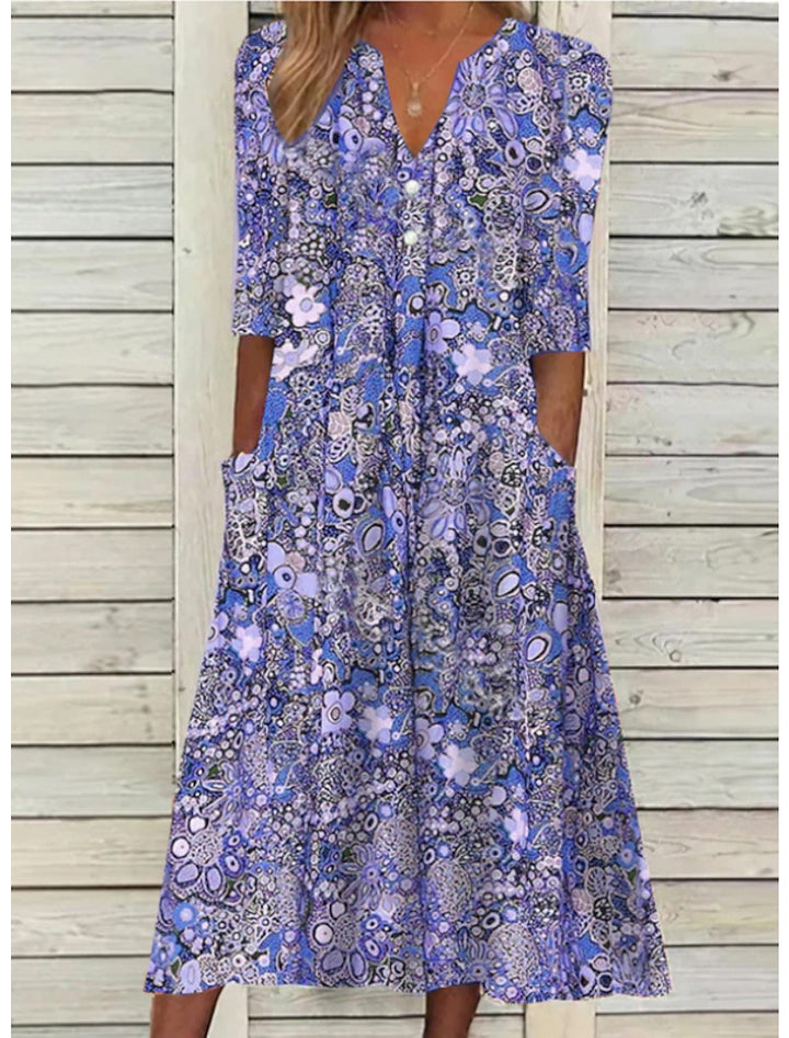 Flattering white V-neck summer midi dress for women, versatile for casual day or elegant party wear.