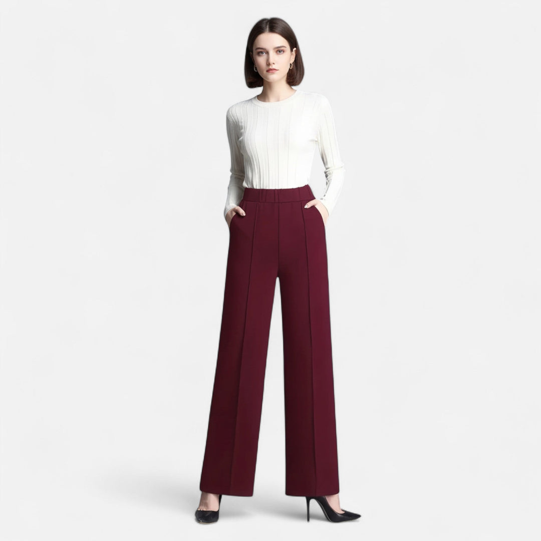 Comfortable black high-waist wide-leg trousers for women, versatile for elegant office or chic casual styles.
