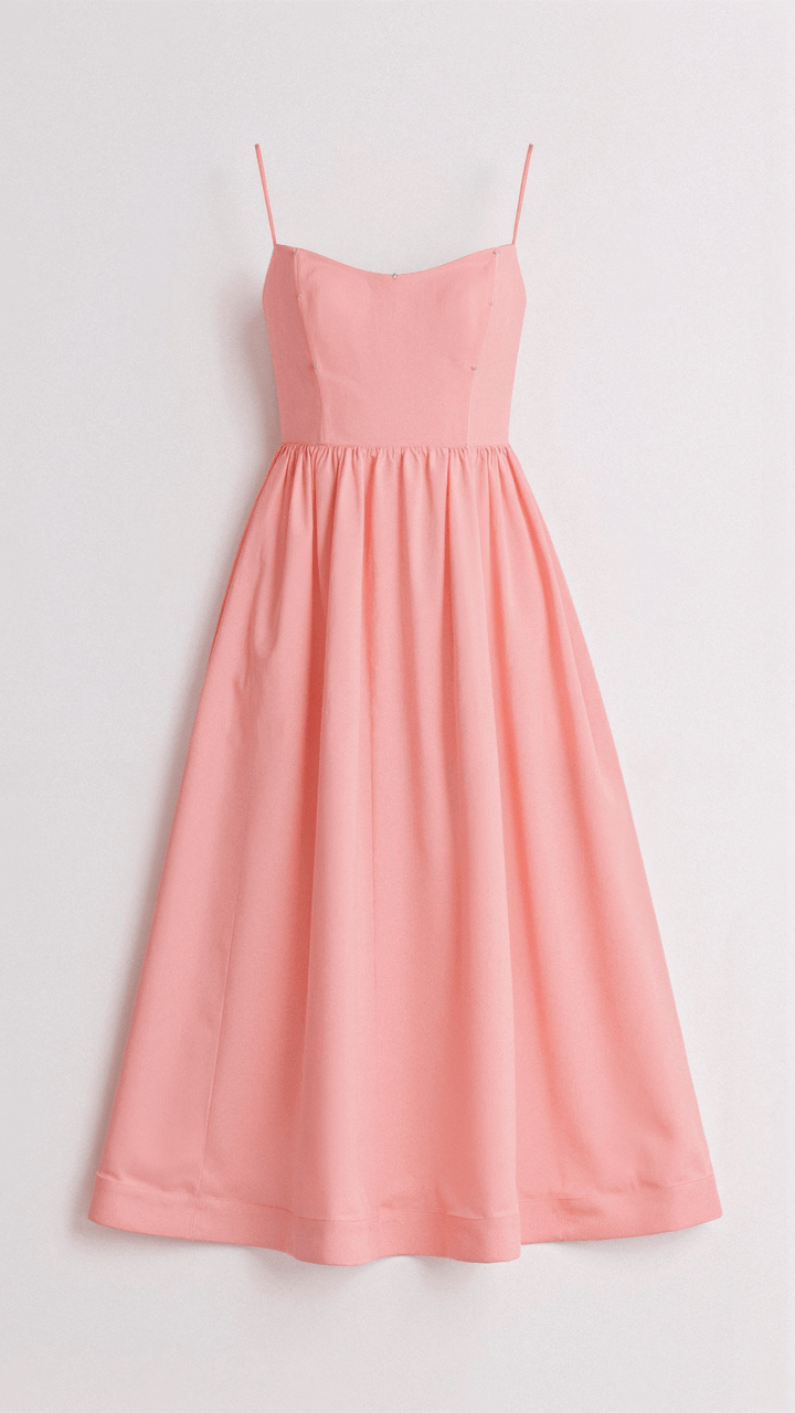 Casual yet elegant women's A-line midi dress with Ascot neck, great for summer days