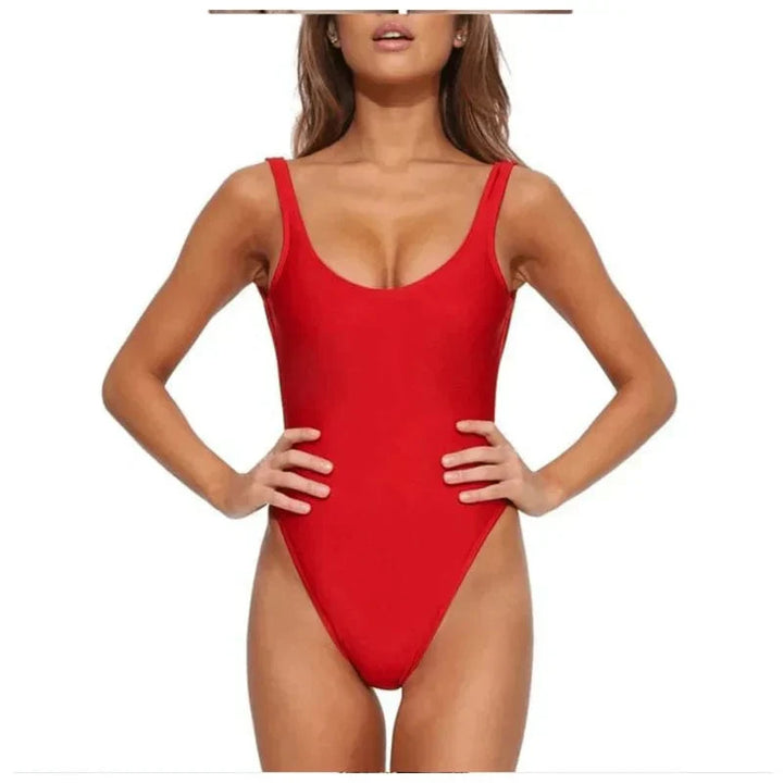 Chic women's backless one-piece swimsuit. Ideal elegant swimwear for beach, pool, and summer vacations.
