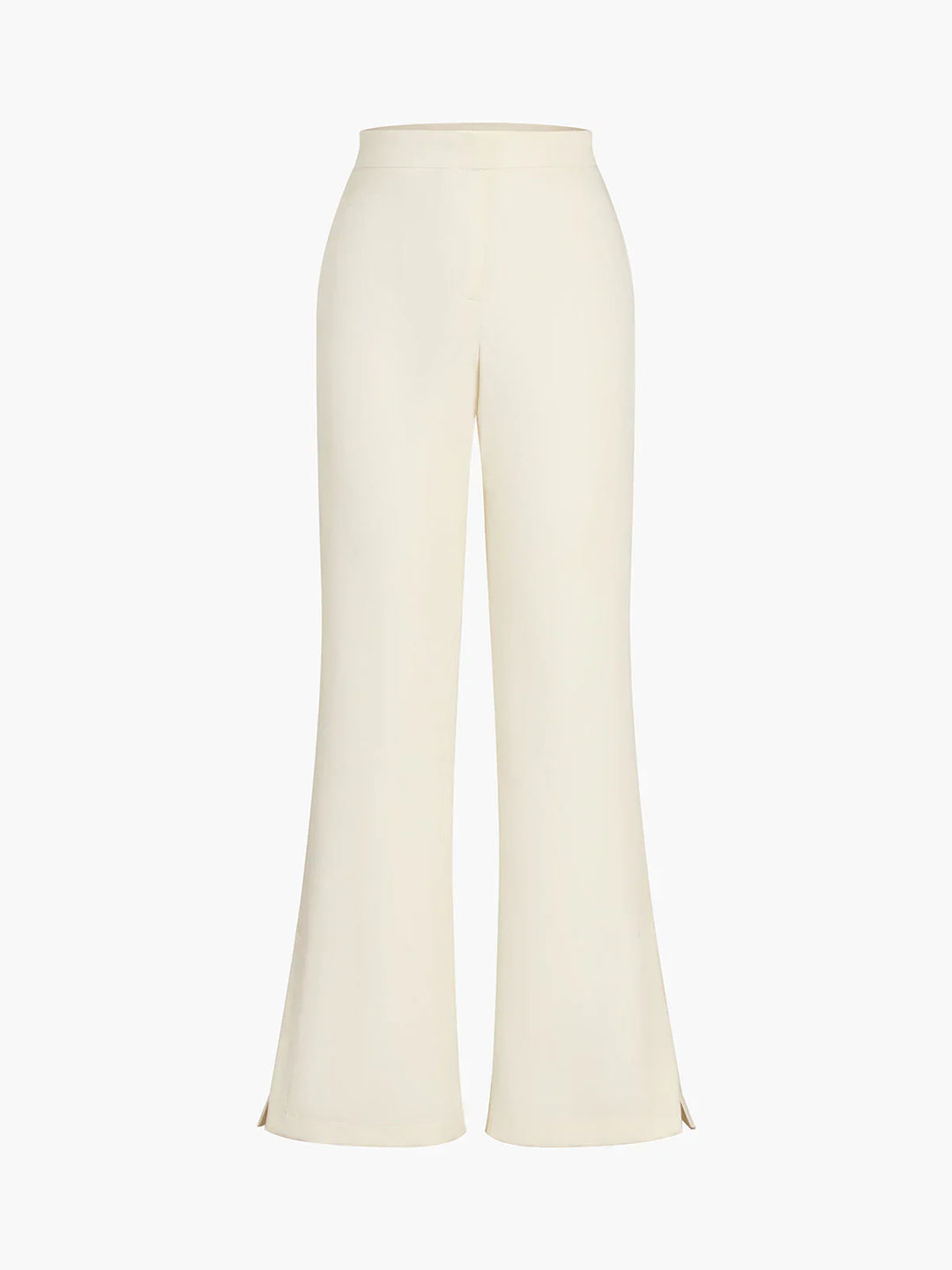 Women's beige corset style two-piece matching set with wide-leg pants. Elegant high-waist evening party outfit.
