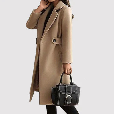 Women's wool blend belted coat in a timeless design, a versatile winter fashion staple.