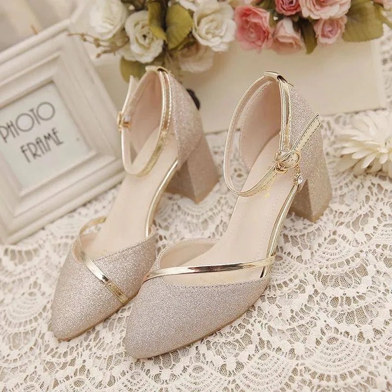 Stylish women's block heel ankle strap shoes, ideal for versatile formal or casual wear.