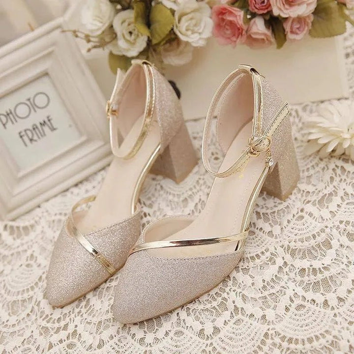 Stylish women's block heel ankle strap shoes, ideal for versatile formal or casual wear.