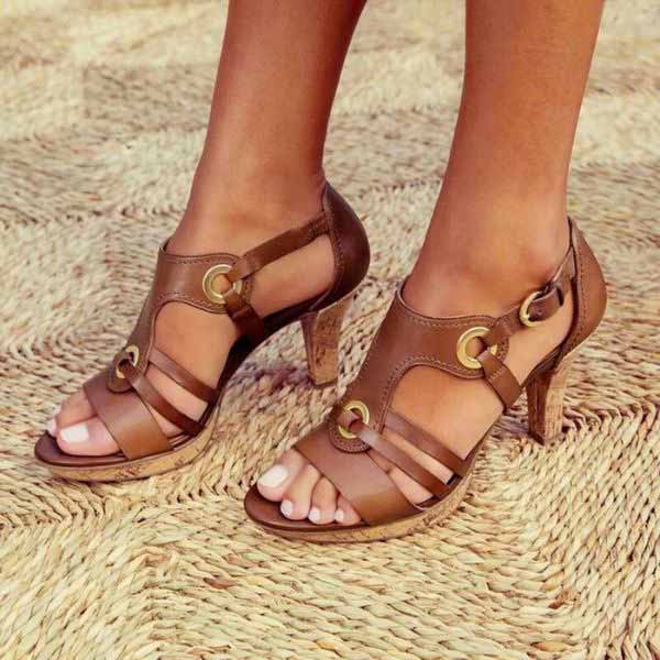 Comfortable women's grey chunky heel sandals, versatile for fashion-forward daytime wear or elegant evening events.