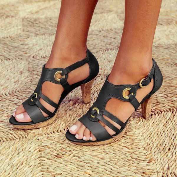 Modern women's heeled sandals featuring a sturdy chunky heel and open toe, for confident and elegant style.