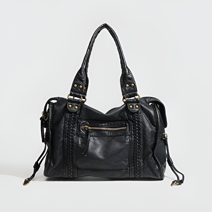 Elegant women's black faux leather shoulder bag, everyday crossbody fashion accessory