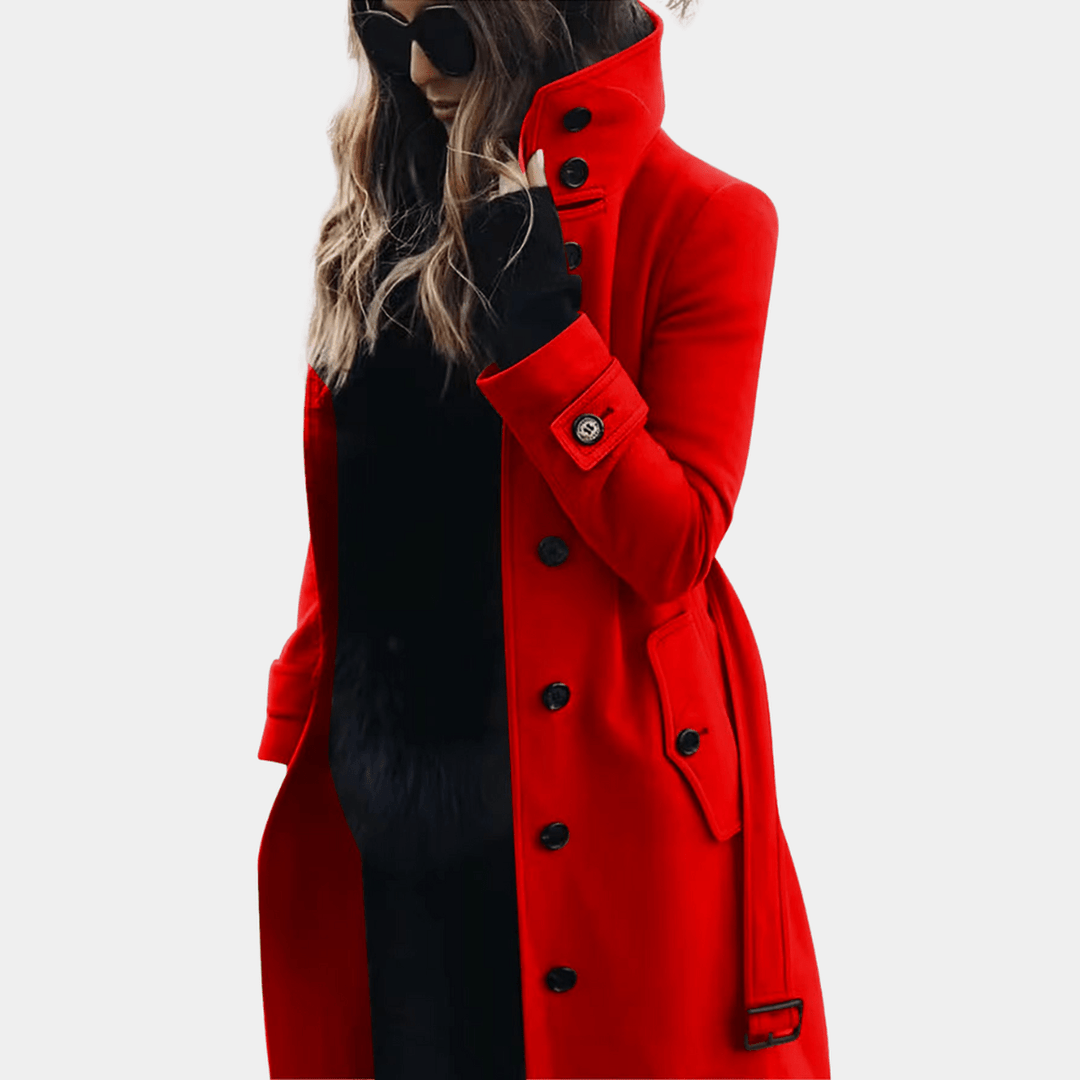 Stylish women's quilted trench coat in a classic design, ideal for fall and winter jacket