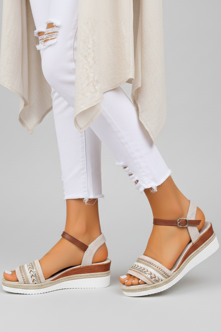 Brown strappy party shoes for women, an elegant and comfortable summer footwear choice.