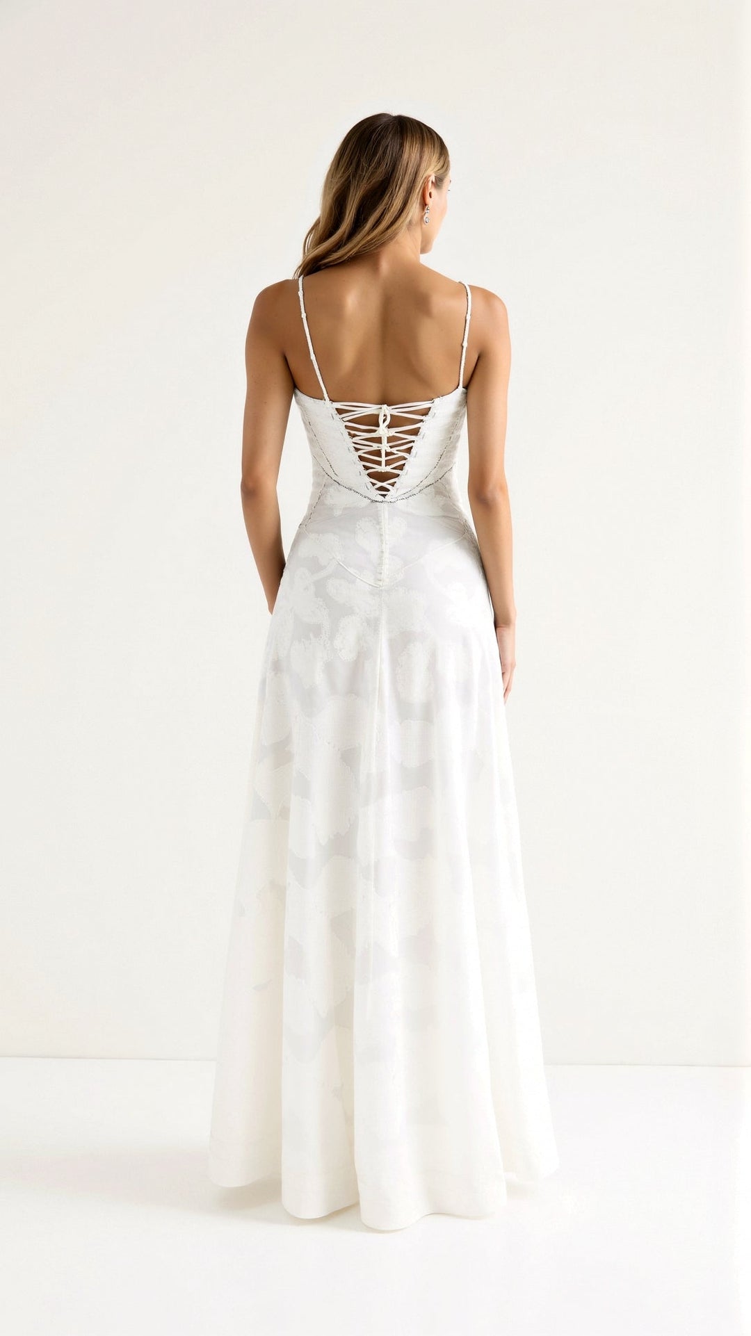 Women's formal bustier maxi dress, designed for wedding guests, showcasing elegant occasion wear fashion.