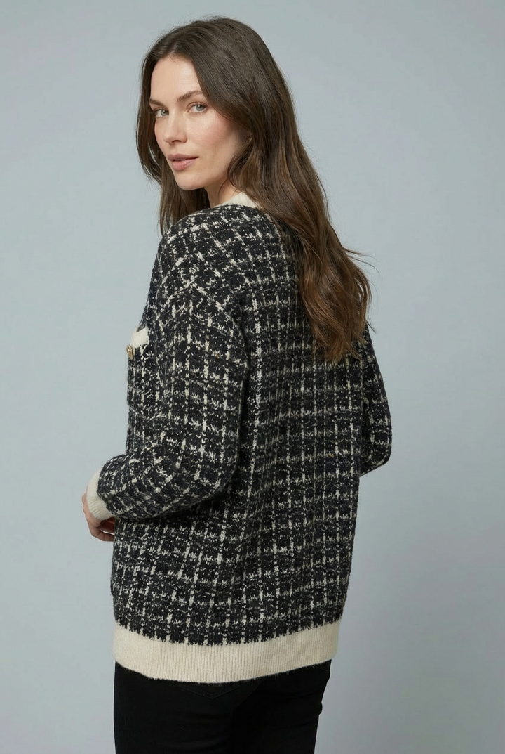 Chic women's V-neck button cardigan, an elegant layering top ideal for versatile autumn and winter fashion.
