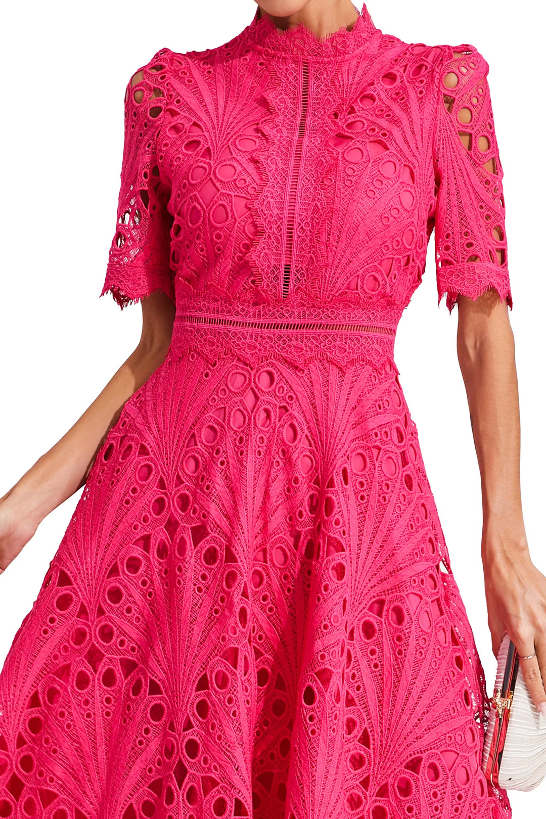 Stunning women's party lace midi dress, perfect for a chic look.