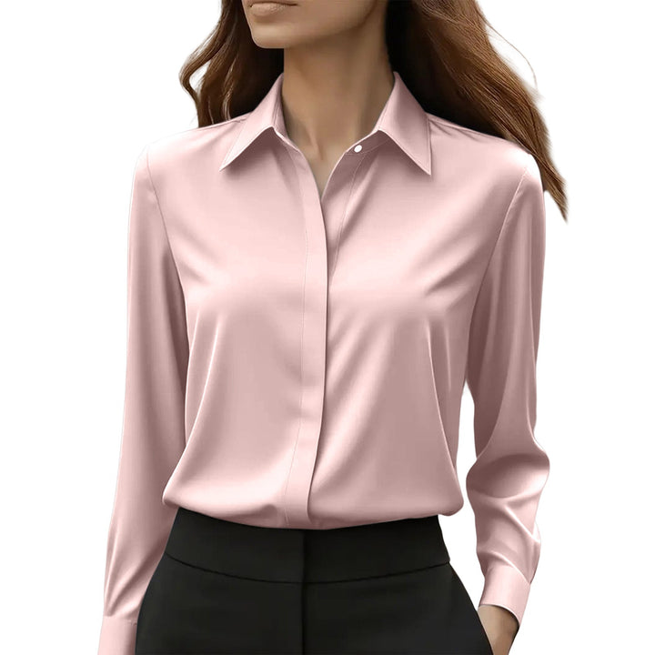 Chic women's elegant blouse, long sleeve, sophisticated for work & timeless style.