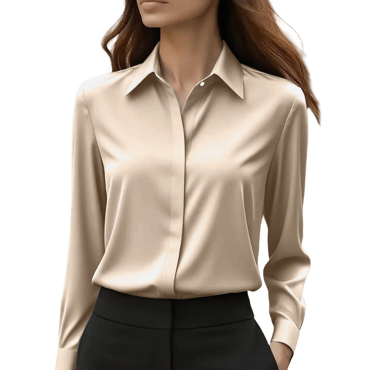 Versatile elegant women's blouse, long sleeve, classic button-up for office & everyday wear.