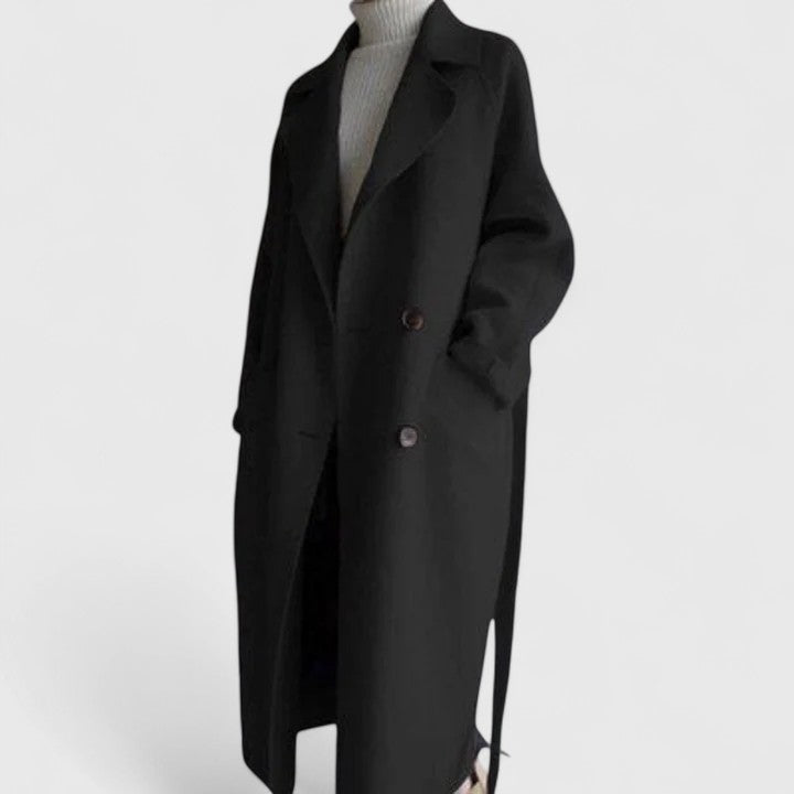 Sophisticated women's brown long coat, an elegant choice for fall and winter